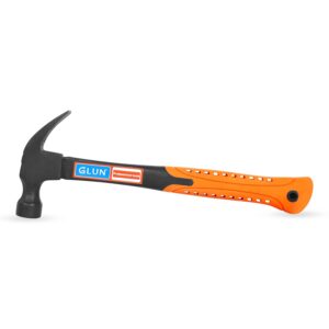 GLUN® Claw Hammer, Fiberglass Mallet with Comfort Grip Handle, Camping Long Claw Hammer, Stubby Tack Hammer for Driving and Pulling Out Nails