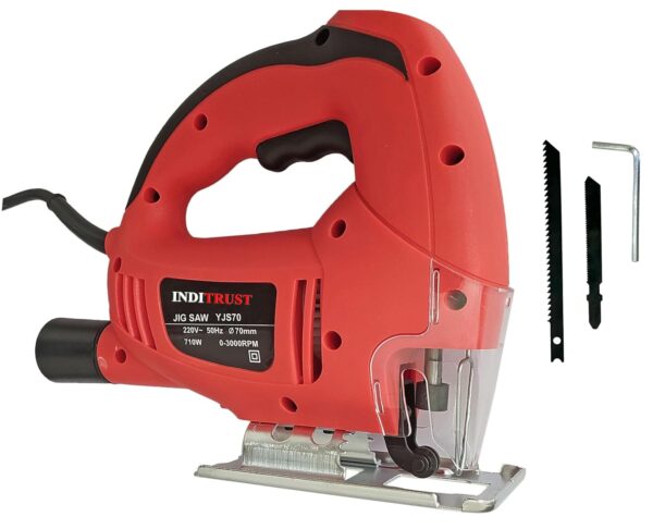 Inditrust RED Electric Jigsaw Machine 700W WITH 6 MONTHS WARRANTY with 1PC wood and 1PC metal cutting blade Variable Speed 100% Copper Winding Jig Saw
