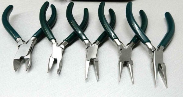 OSCAR Professional 5-Piece Jewelry Pliers Tool Set – Side Cutter, Chain Nose, Flat Nose, Round Nose & Bent Nose Pliers for Jewelry Making
