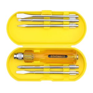 STANLEY STHT60572-8B 5 Pcs Screwdriver Set With 2 Phillips & 2 Flat Tips, 1 Square Poker- Multi-Purpose Tool Screwdriver Set, Ideal for Home, DIY & Professional Fastening Purposes