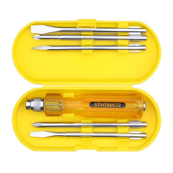 STANLEY STHT60572-8B 5 Pcs Screwdriver Set With 2 Phillips & 2 Flat Tips, 1 Square Poker- Multi-Purpose Tool Screwdriver Set, Ideal for Home, DIY & Professional Fastening Purposes